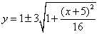 y = 1+-3sqrt(1+(x+5)^2/16)