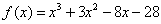 f(x) = x^3+3x^2-8x-28