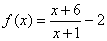 f(x) = (x+6)/(x+1)-2